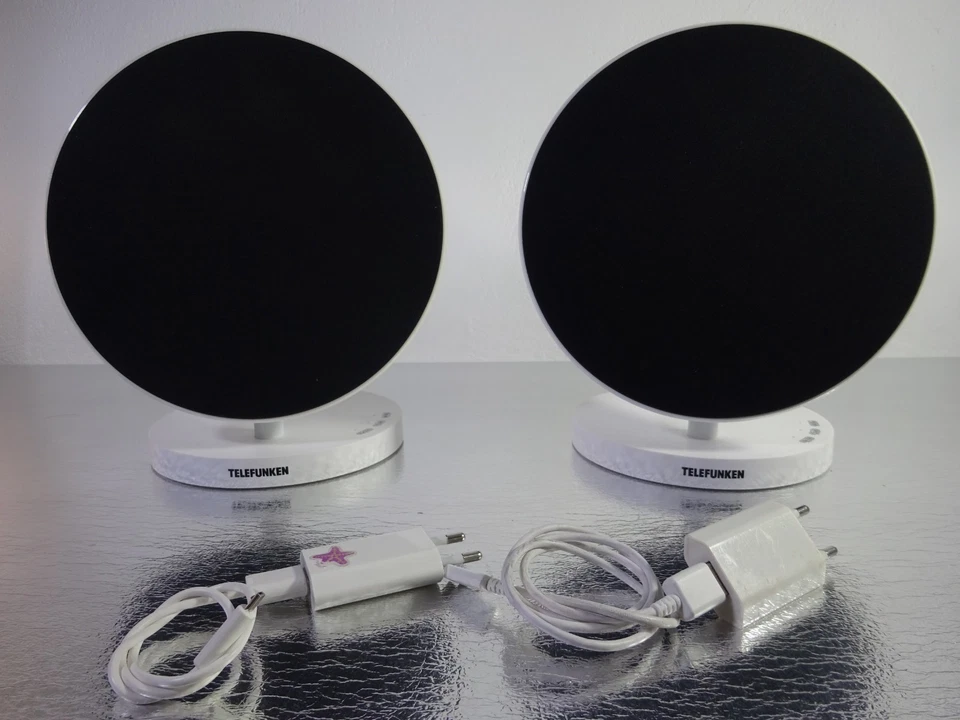 2 pz Telefunken BS1012ST bianco doppio altoparlante Bluetooth casse AUX vivavoce - Immagine 2 di 4