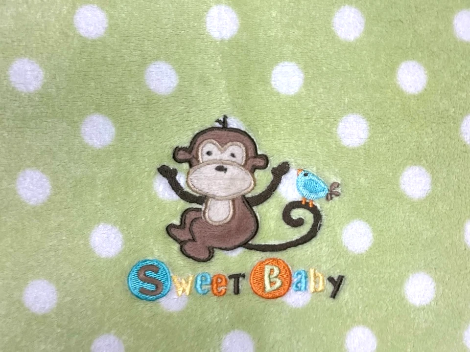 Garanimals Green Polka Dot Monkey Sweet Baby Blanket Fleece Bird Unisex Walmart - Image 3 of 3