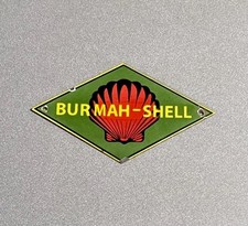 VINTAGE BURMAH SHELL GASOLINE PORCELAIN SIGN CAR GAS TRUCK OIL MOTORCYCLE