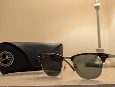 RayBan Clubmaster RB3016 W0366 Tortoise/Gold G-15 Sunglasses 49mm Genuine w/Case - Image 1 of 4