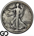 1921-S Walking Liberty Half Dollar *RARE Key Date, Low Mintage* Fine+