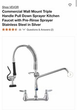 VEVOR Commercial Faucet 21 in. H, 8 in. Center 12 in. Double Handle Pull Down