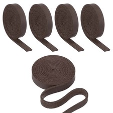 5 Pcs 5/16" Flat Leather Strap, 40" Length PU Leather Strip Dark Brown
