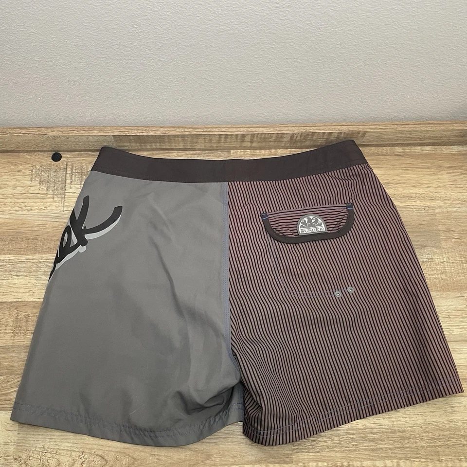 Sundek Fixed Waste Board Short Swim Trunks Mens 34 Gray Black  4” inseam *READ* - Image 3 of 4