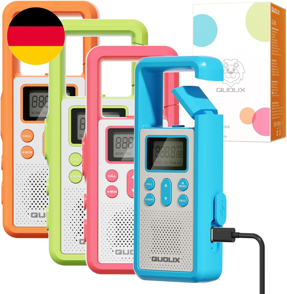 Walkie Talkie Aufladbar 4Er Set, GroßEr Reichweite Pmr Walky Talky, Fm FunkgeräT-image