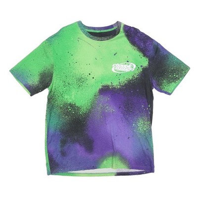 Herren T-Shirt grün & lila Grafik L Kurzarm Rundhals chaotisches System