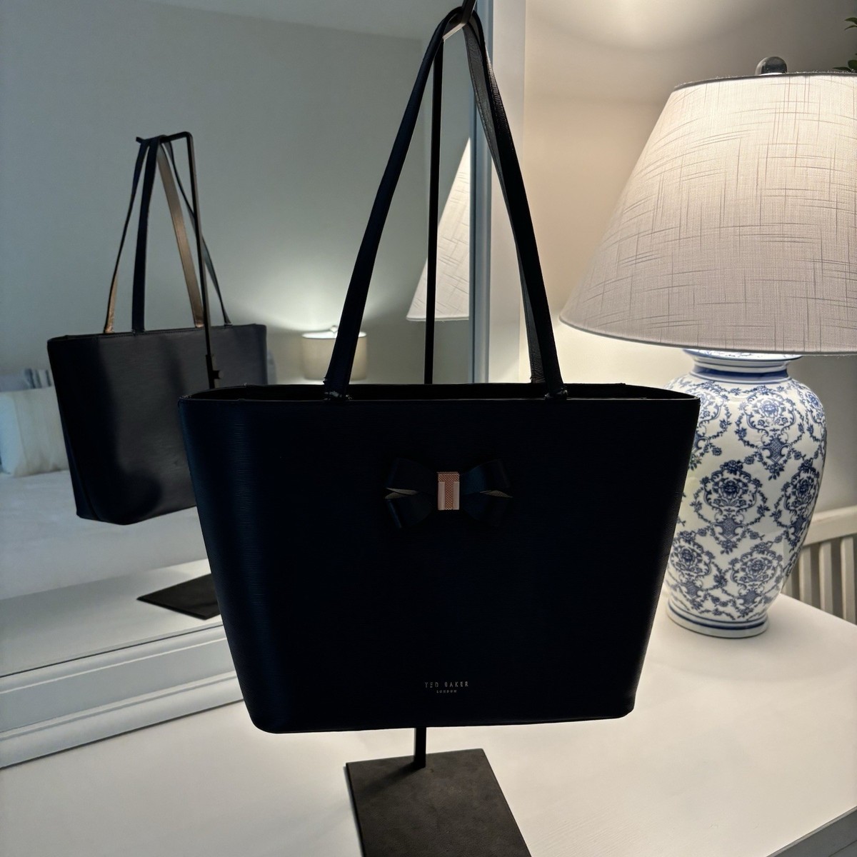 Ted Baker backpack in black leather with rose gold hardware. Ted Baker Leather Evening Bag - Black Crossbody Bags  main image 2