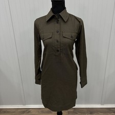 Madewell Olive Green Utility Shirt Dress Size XXS NWT Long Sleeve Pockets