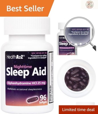 25mg Diphenhydramine Softgels - Non-Habit Forming Sleep Aid for Adults, 96 Count