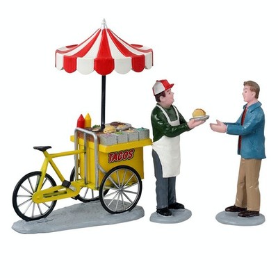 Lemax-12042-679, Taco Cart, Set/3, Weihnachtsdorf, Weihnachtsfiguren