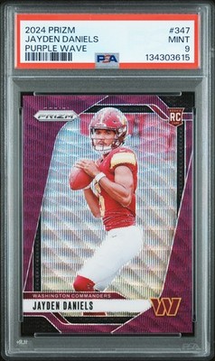 2024 Panini Prizm #347 Jayden Daniels Purple Wave PSA 9 #/125