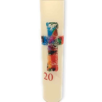 Buntglas Kreuz Osterkerze Transfer H6 aktuelles Jahr 2'' - 3'' x 24'' - 42''