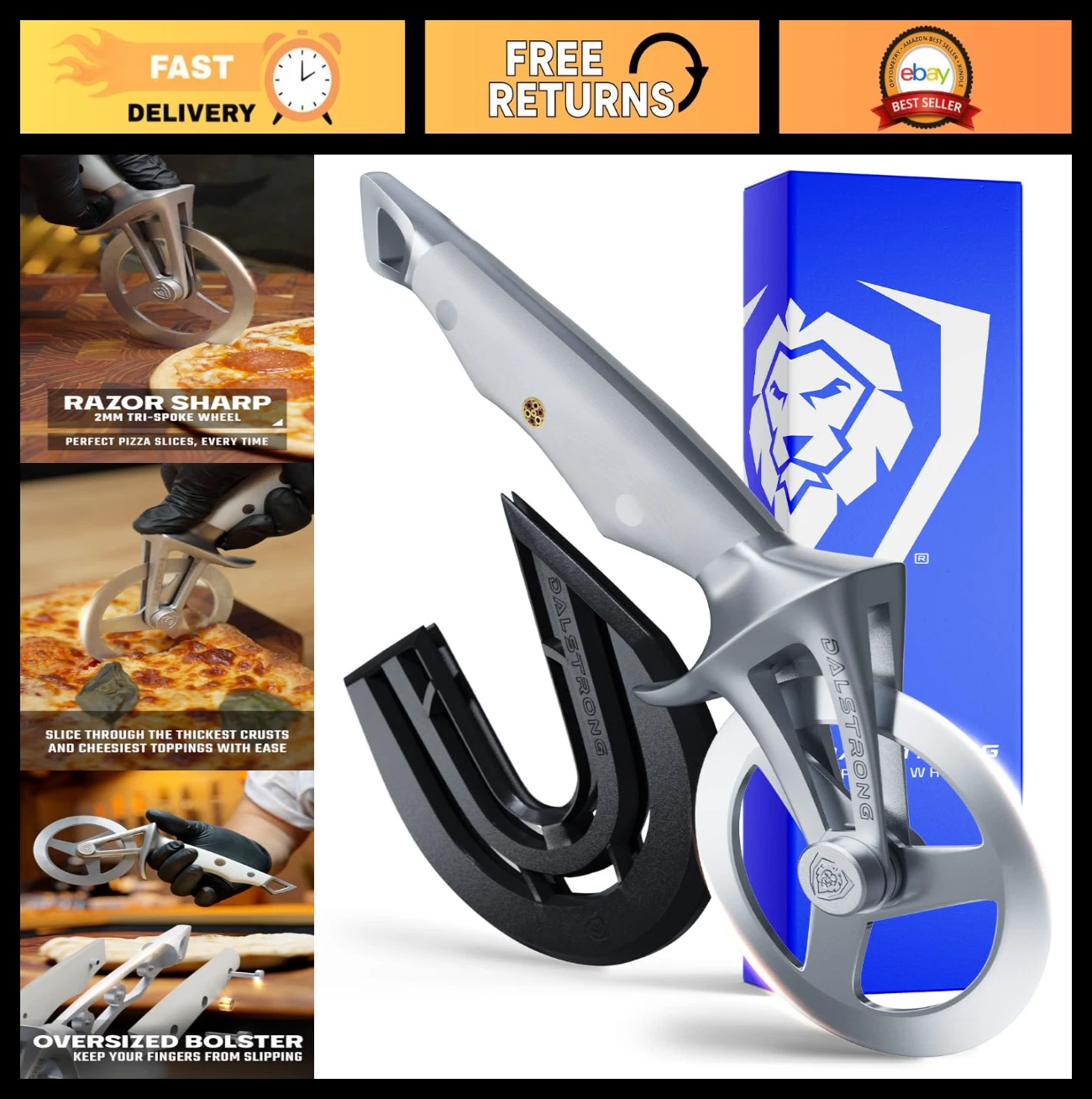 High-Carbon Stainless Steel Pizza Cutter Wheel - Heavy-Duty, Razor Sharp, Thumb
Opens in a new windo