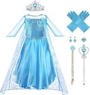 Vicloon elsa kleid, 5pcs elsa kostüm mädchen mit Diademe & Zauberstab, mädchen
