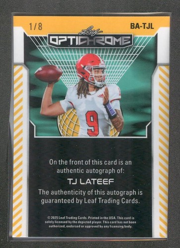 TJ Lateef BA-TJL 2025 Leaf Optichrome Pink Lava Autograph Auto 1/8 - Picture 2 of 2