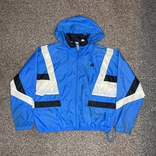 Nike Men s Windbreaker Jacket Hooded 90s Gray Tag Nylon Zip Blue