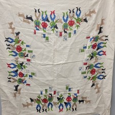 VTG Tablecloth Dancing Cowboys Mid-Century Cattle Ivan Bartlett Linen signed