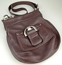 B Makowsky Leather Crossbody Bag Silver Buckle Pocket Leopard Print Interior