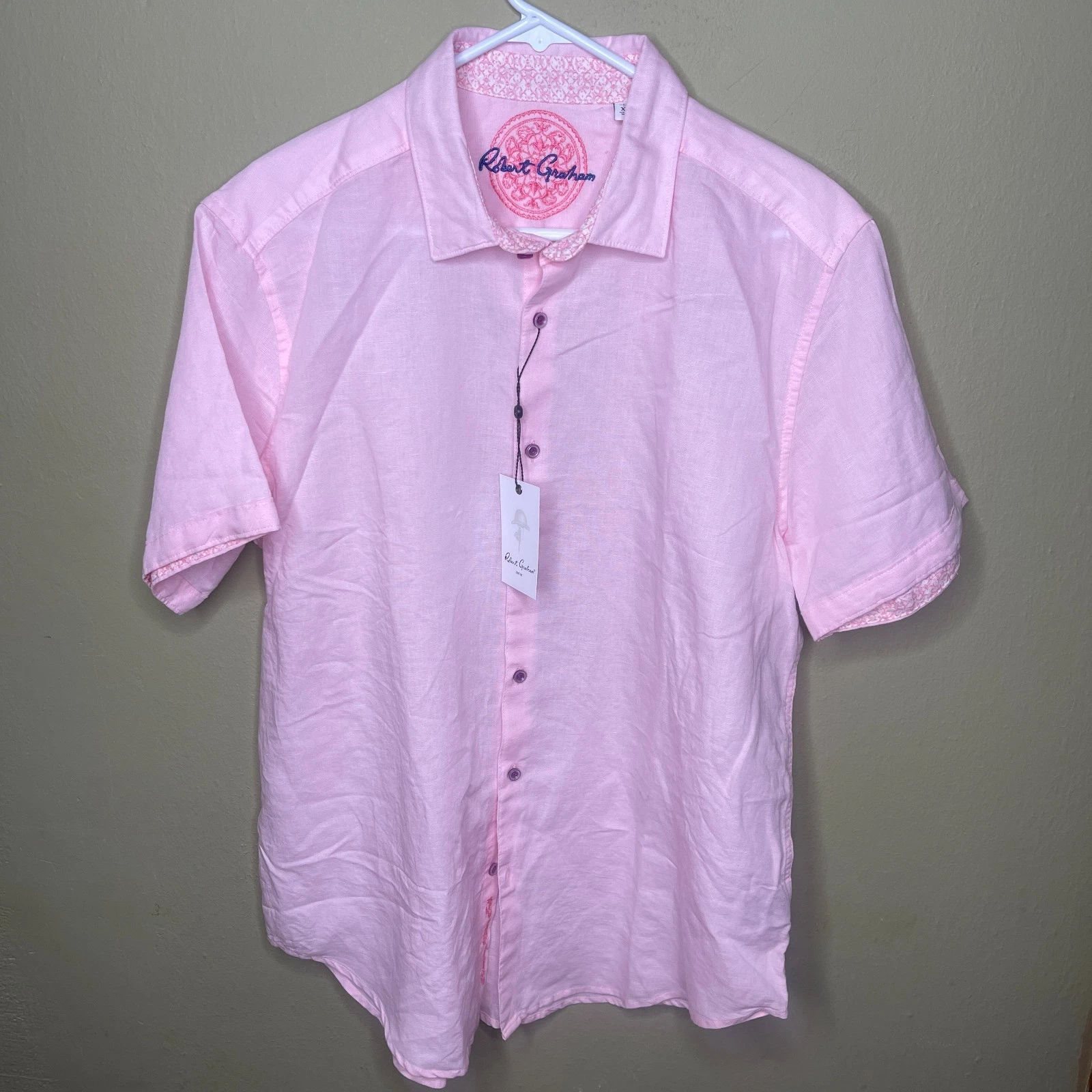 Robert Graham Linen Borsi Shirt Mens XL Pink Classic Fit Cotton Short Sleeve New
Opens in a new wind