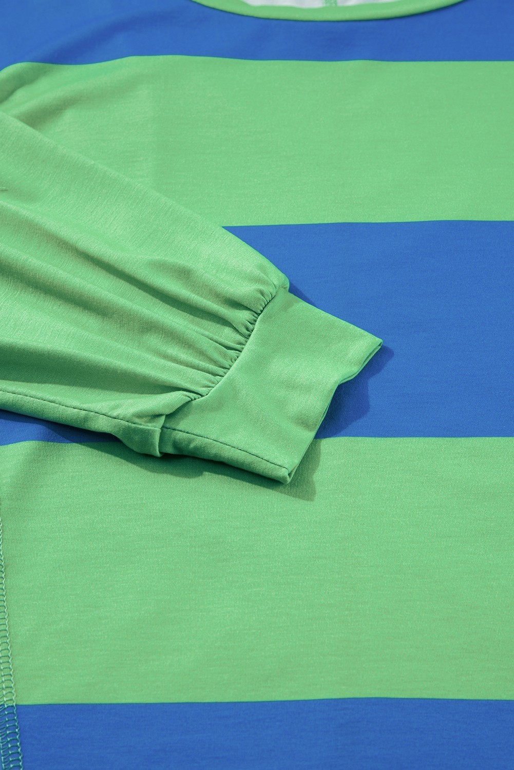 Green Blue Striped Top S Drop Shoulder Colourblock Loose Fit T-Shirt UK Size 8 image 6