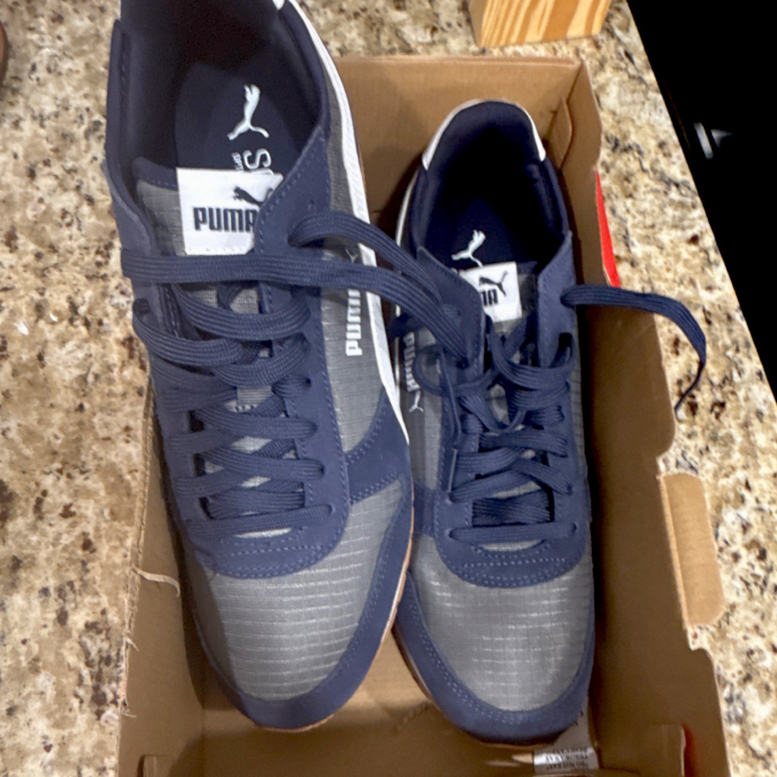 PUMA SR Siege Comfort Cushioned Foam Insole Navy White Cool Dark Gray Sneakers