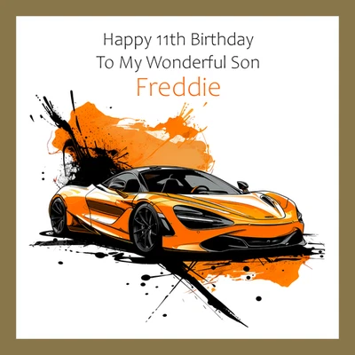 AMLDESIGN personalised birthday cards brother male son uncle nephew cousin mclaren car