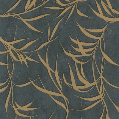34289 - Urban Textures Leaf Black Gold Galerie Tapete