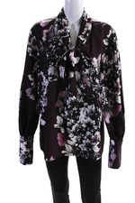 Natori Womens Purple Floral Button Down Size 12 13101759