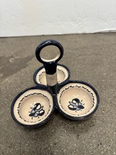 Vintage Polish Pottery Salt Cellar blue & white