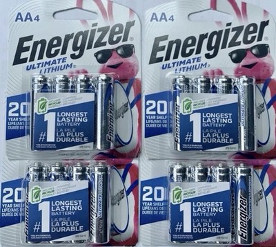 4 Pack FACTORY SEALED 16 TOTAL Energizer AA Ultimate Lithium Batteries