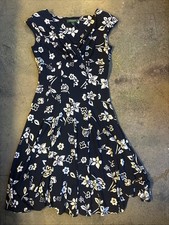 Lauren Ralph Lauren Floral Print Dress Cap Sleeve Flare Classic Print