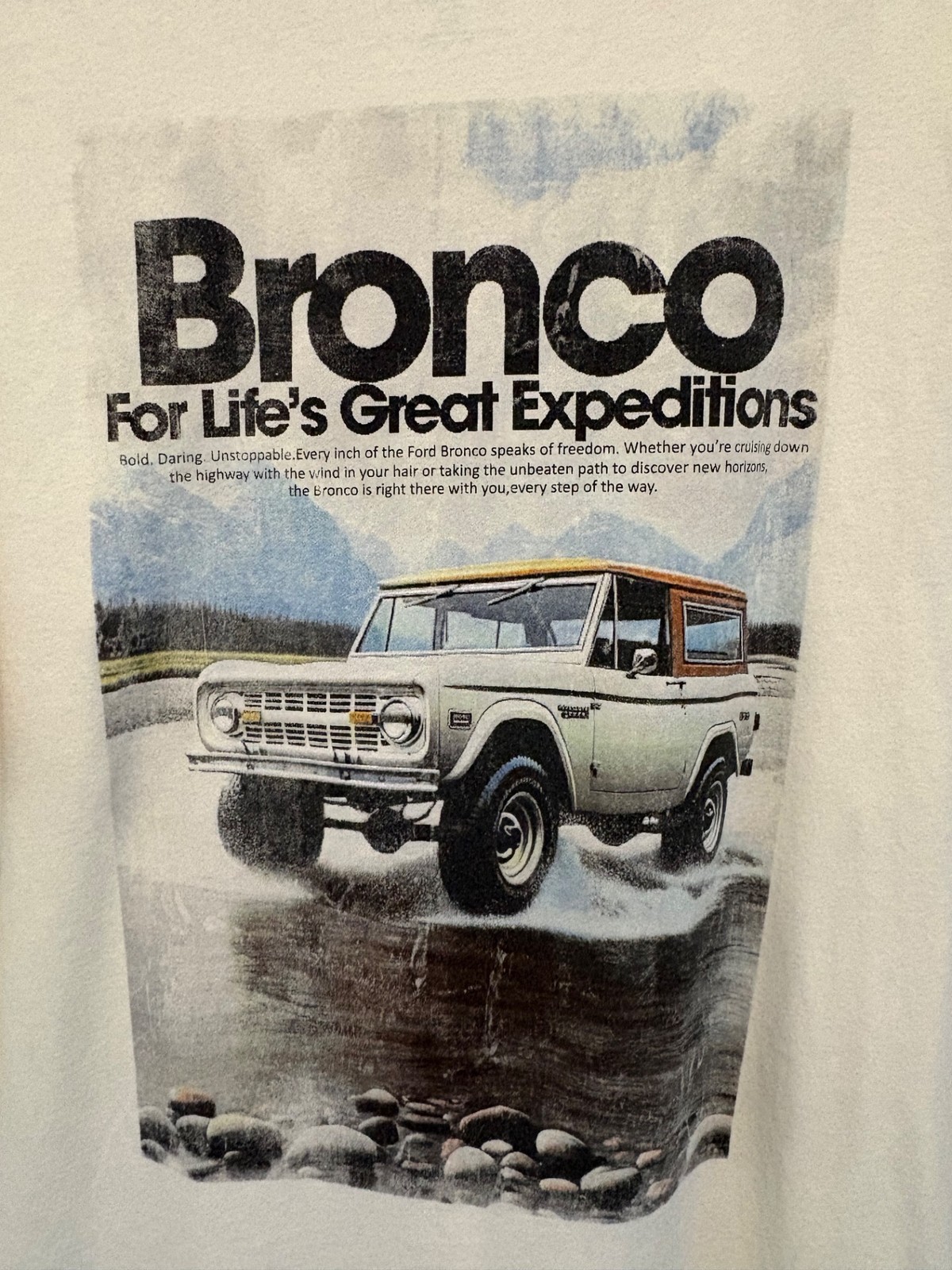 Ford Bronco Graphic Tee Short Sleeve Size XL Cream