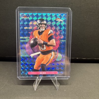 2025 Topps Finest - Uncommon Bo Nix #130 Blue Geometric Refractor /75