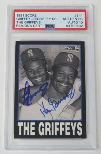 KEN GRIFFEY JR. & SR. Signed Autograph 1991 Score Griffeys Card 841 PSA 10 Auto