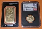 New Listing50g Argor-Heraeus Gold Bar & 2019 $10 Gold Eagle NGC MS70 Mercanti Signed