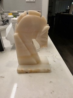Trojan Horse Head Bookend Hand Carved 6" Onyx Marble Stone
