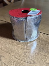 Christmas Traditions Wired Ribbon In Silver 2.5 Inch By 12 Feet