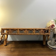 Vintage XL Wicker Wood Wall Hanging Shelf Farmhouse 24x10x8