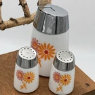 Starline Dripcut Salt Pepper Sugar Daisy Flower Vintage Milk Glass