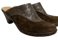 Women’s Sofft Tooled Leather/Suede Mule Shoes Brown Size 7.5M NWOB