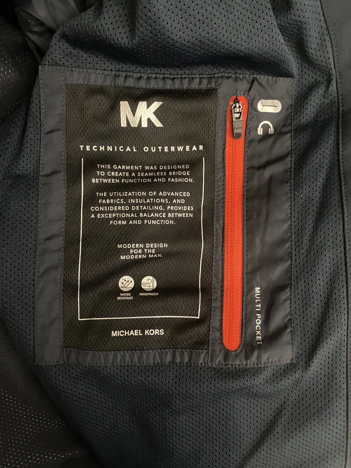 Michael Kors Giacca Uomo Tecnica Cappuccio Staccabile Tasche Frontali Navy TG M