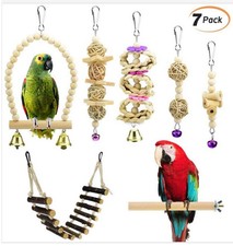 7-piece parrot toy bird toy swing ladder stick set logs are not dyed friendly.