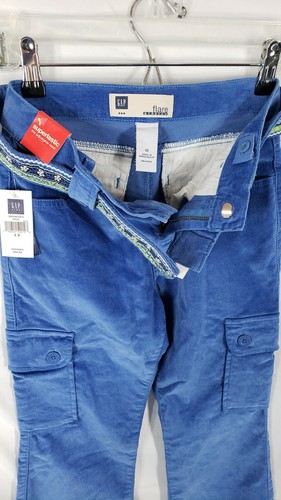 Gap Kids Pants Girl's Size 12 NWT Flare Stretch Blue Inseam 26" Pockets Belt - Picture 7 of 9