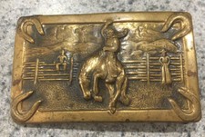Vintage Bucking  Bronco Horse  Rider Rodeo Cowboy Belt Buckle Very Old