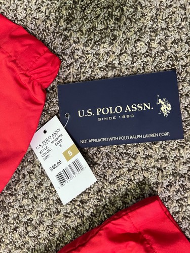 US Polo Assn Men Pony Logo Essential Windbreaker Jacket Red Size Small New - Picture 3 of 7