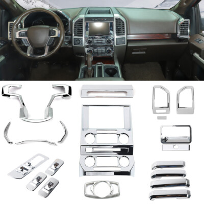 20x Chrome Interior Steering Wheel Dash Panel Cover Trim Kit For Ford F150 15-20