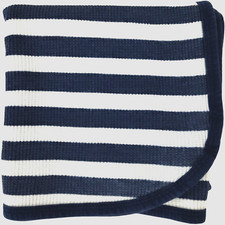 Gerber Navy Blue White Stripe Thermal Baby Blanket Lovey Unisex 26x28 Security