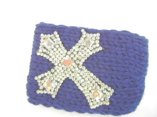 Elegante Cruz de Estrás Invierno Mujeres Diadema de Crochet Tejida Oreja Calentadora Cabeza Envoltura - Imagen 7 de 17