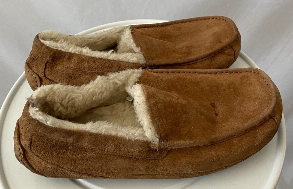 Ugg Mens Desert Brown Slip On Winter Ascot Suede Moccasin Slipper Size 12 - Image 3 of 4