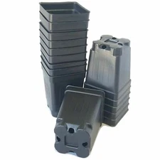 2.5 inch SQUARE BLACK NURSERY POTS  - SET OF 50 - plastic flower 